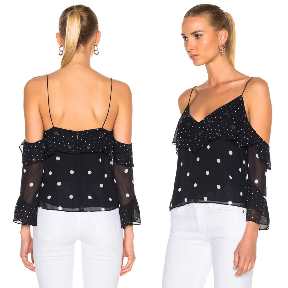NICHOLAS Spot Print Spiral Sleeve Top - Picture 2 of 15
